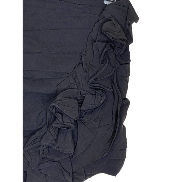 DO+BE Women Mini Skirt Ruffled Trim Zip Close Ruched Side Lined Black Medium NWT - Picture 2 of 6